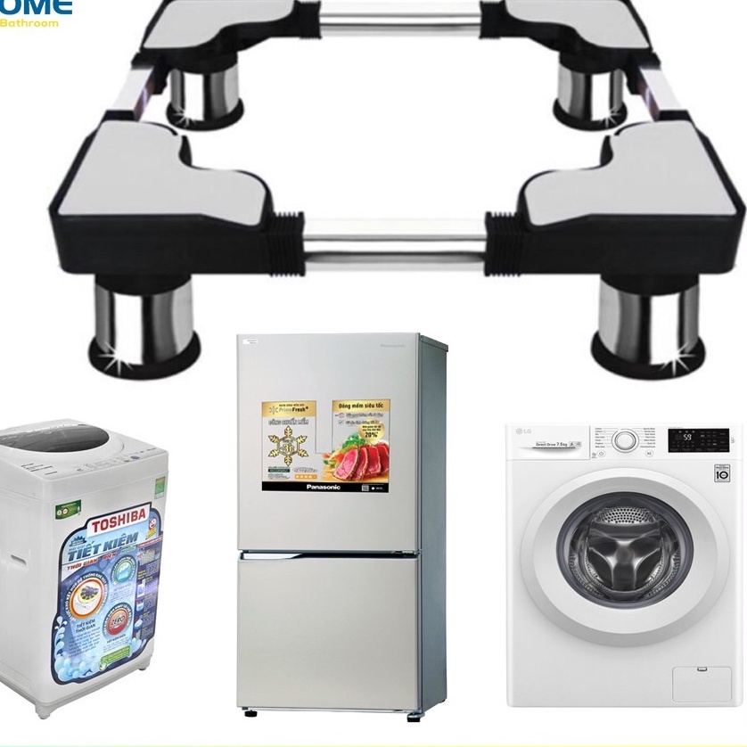 Chân Kê Máy Giặt, Tủ Lạnh - Kệ Khung Inox Cao Cấp Chống Rung Lắc