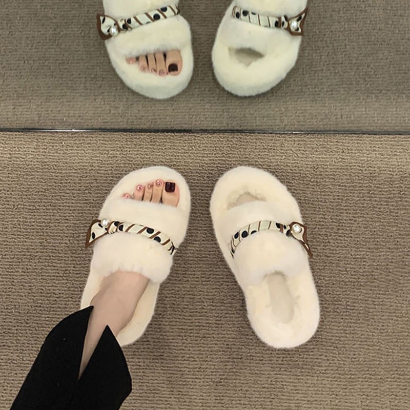 Dép Bông Cotton Đế Dày Thoải Mái Thời Trang Thu Đông Mới Cho Nữ