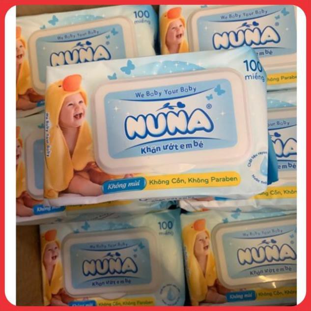 Khăn ướt 100 tờ không mùi Nuna