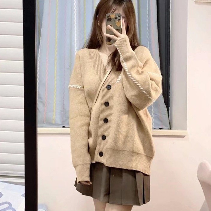 Bộ Áo Sweater Dệt Kim + Chân Váy Xếp Ly Xinh Xắn Dành Cho Nữ