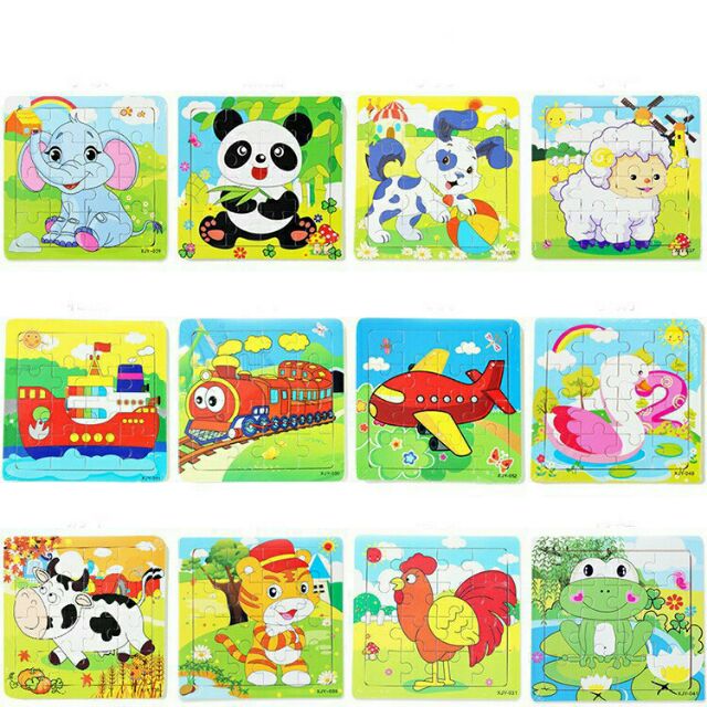 Combo 5 bộ tranh ghép hình bằng gỗ 16 mảnh cho bé