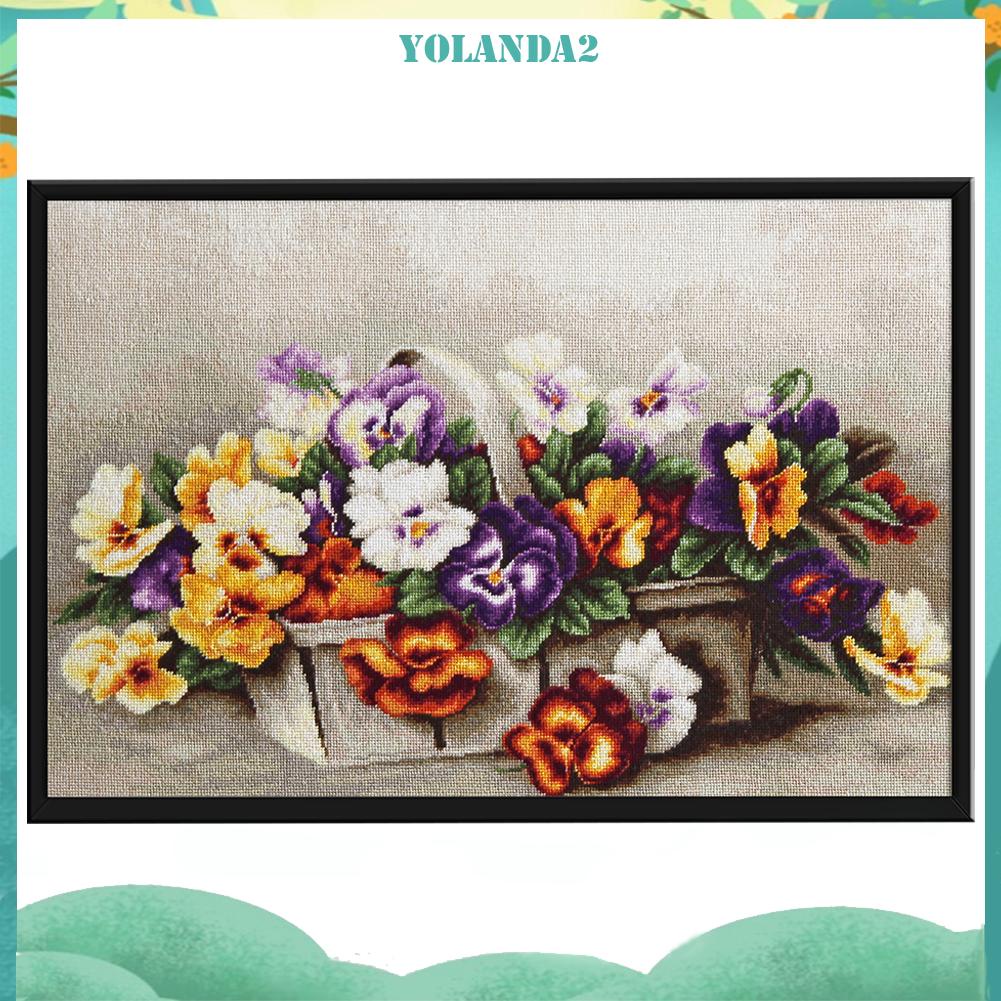 Toàn Bộ Bộ Tranh Thêu Chữ Thập Thủ Công 11CT Hình Giỏ Hoa