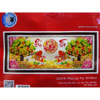 Tranh thêu chữ thập phúc lộc thọ 223078