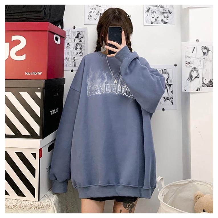 Áo Sweater Nỉ Bông Unisex Tay Dài DANGEROUS