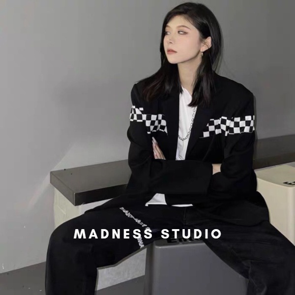 ẢNH THẬT K1265 Áo Blazer phối caro sang chảnh phong cách Hàn Quốc dành cho nam, nữ - MADNESS STUDIO