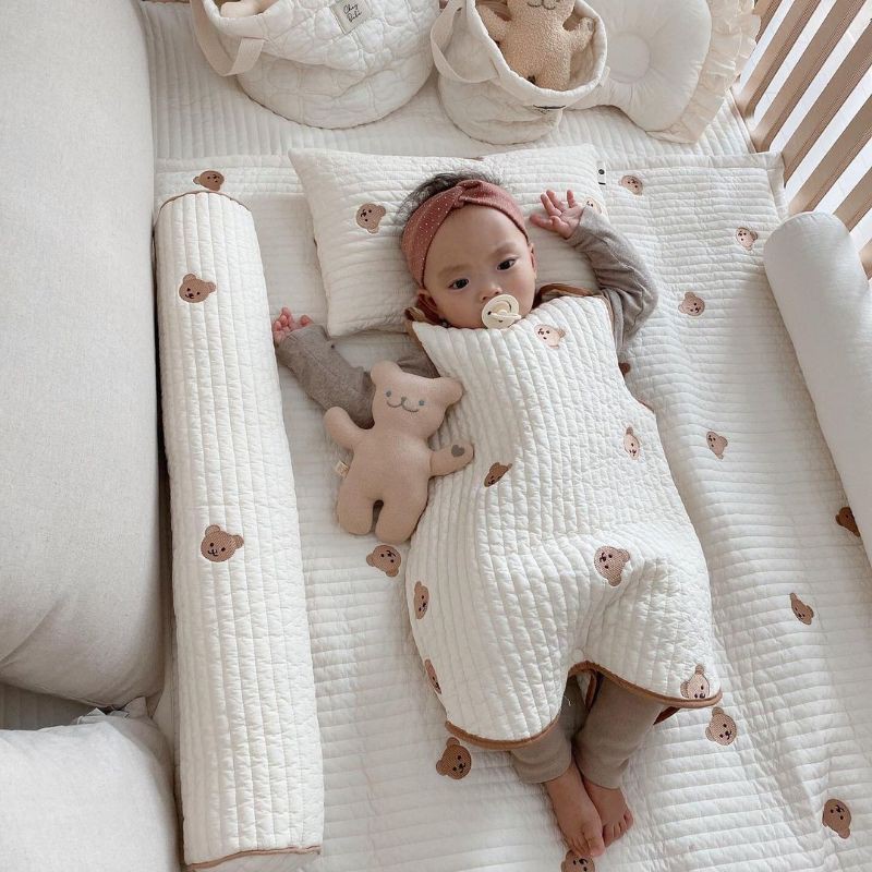 Gối Nằm Cho Bé/Gối Chữ Nhật Hàn CHEZBEBE 100% Cotton Lưới 3D Thoáng Khí Giúp Bé Nằm Thoải Mái, Êm Ái