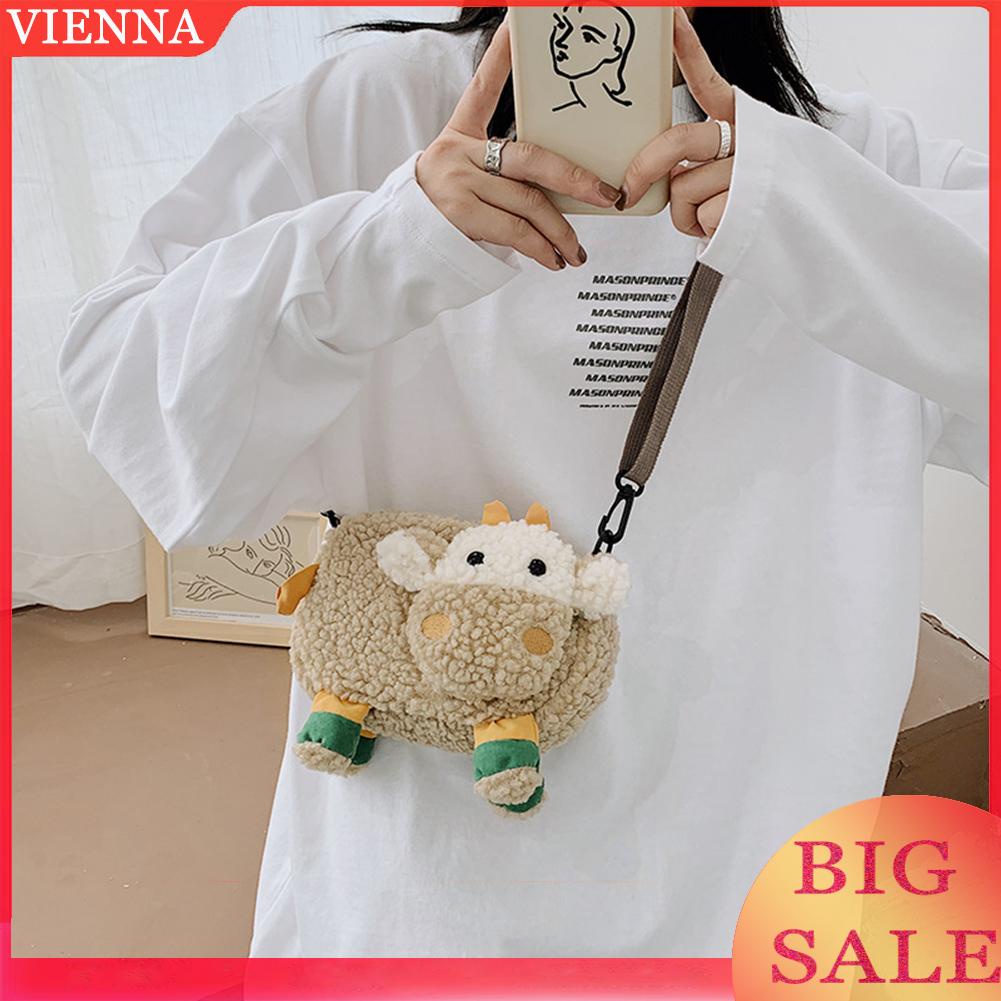 Túi Đeo Chéo Hình Con Cừu Nhồi Bông Dễ Thương Cho Nữ