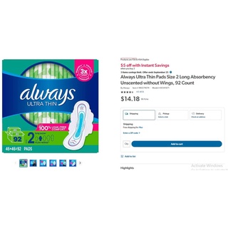 Băng vệ sinh Always size 1 36 & 42 pads và size 2 ngày & đêm 42 pads của Mỹ