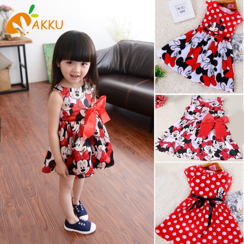 Váy Trẻ Em Bé Gái Thời Trang minnie Nơ akku
