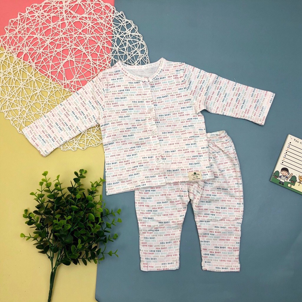 Bộ Sơ Sinh Cài Cúc dài tay LITIBABY cho bé trai bé gái từ 3-18M -H4800