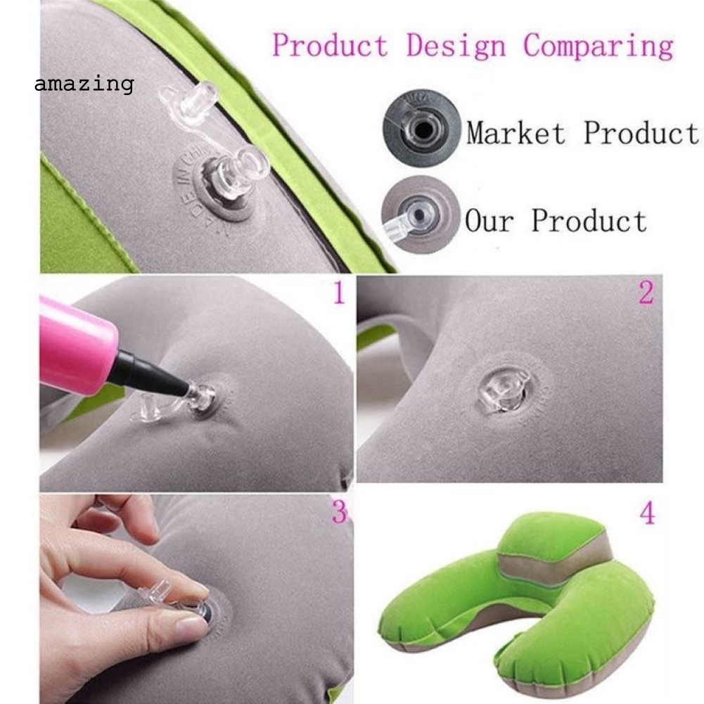 Gối Bơm Hơi Hình Chữ U Mềm Mại Tiện Dụng Khi Đi Du Lịch