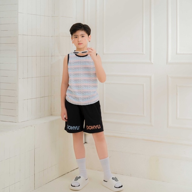 Đồ bộ bé trai thiết kế Jookyli áo ba lỗ, quần đùi chất cotton cao cấp Summer 95B0553