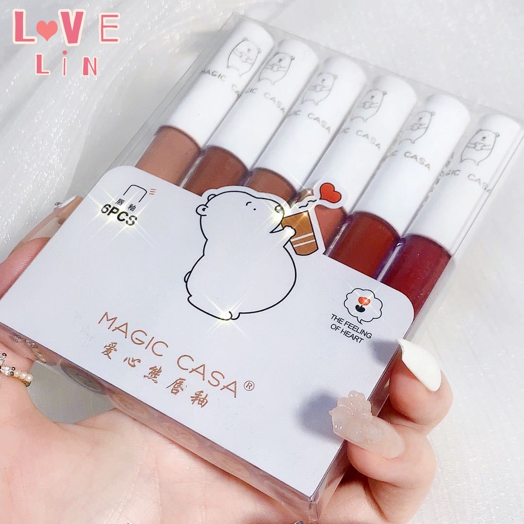[Hàng mới về] Set 6 thỏi son kem lì nhung mịn thích hợp cho các bữa tiệc