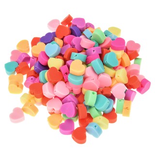 100 Chiếc Tình Yêu Hình Trái Tim Hạt Polymer Đất Sét Miếng Đệm Rời Hạt DIY Vòng Tay Vòng Cổ Phụ Kiện