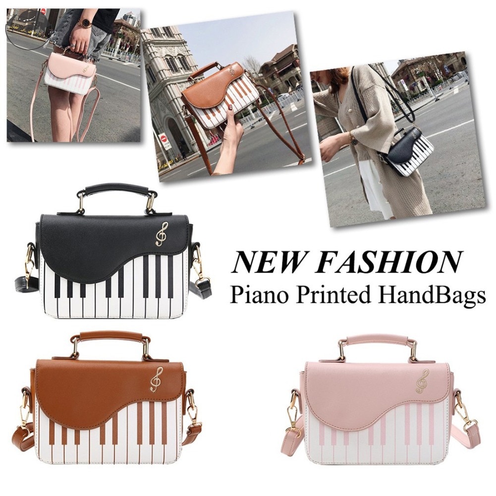 Túi đeo chéo đựng đIện thoại bằng da PU hình đàn piano dễ thương dành cho nữ