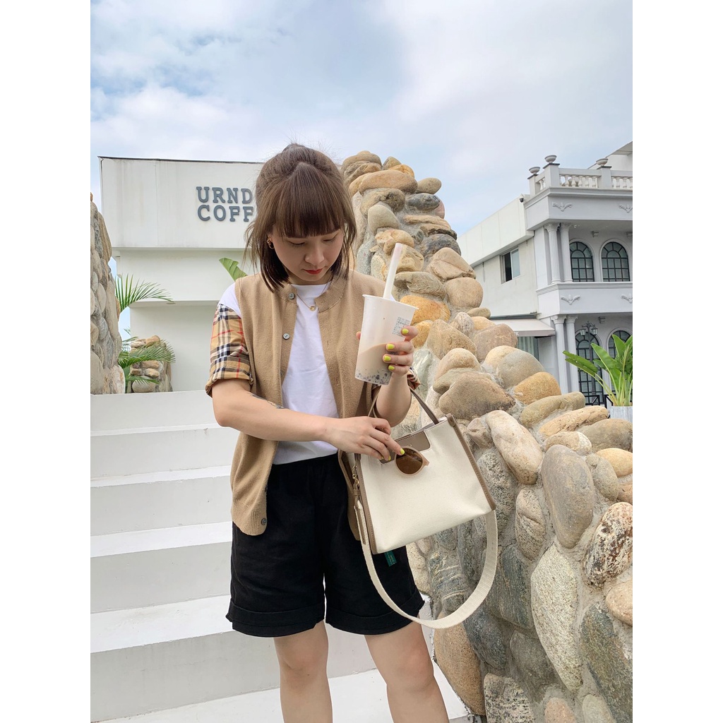 Túi Tote Vải Canvas Hình Vuông Cỡ Lớn Thiết Kế Mới Năng Động Thời Trang