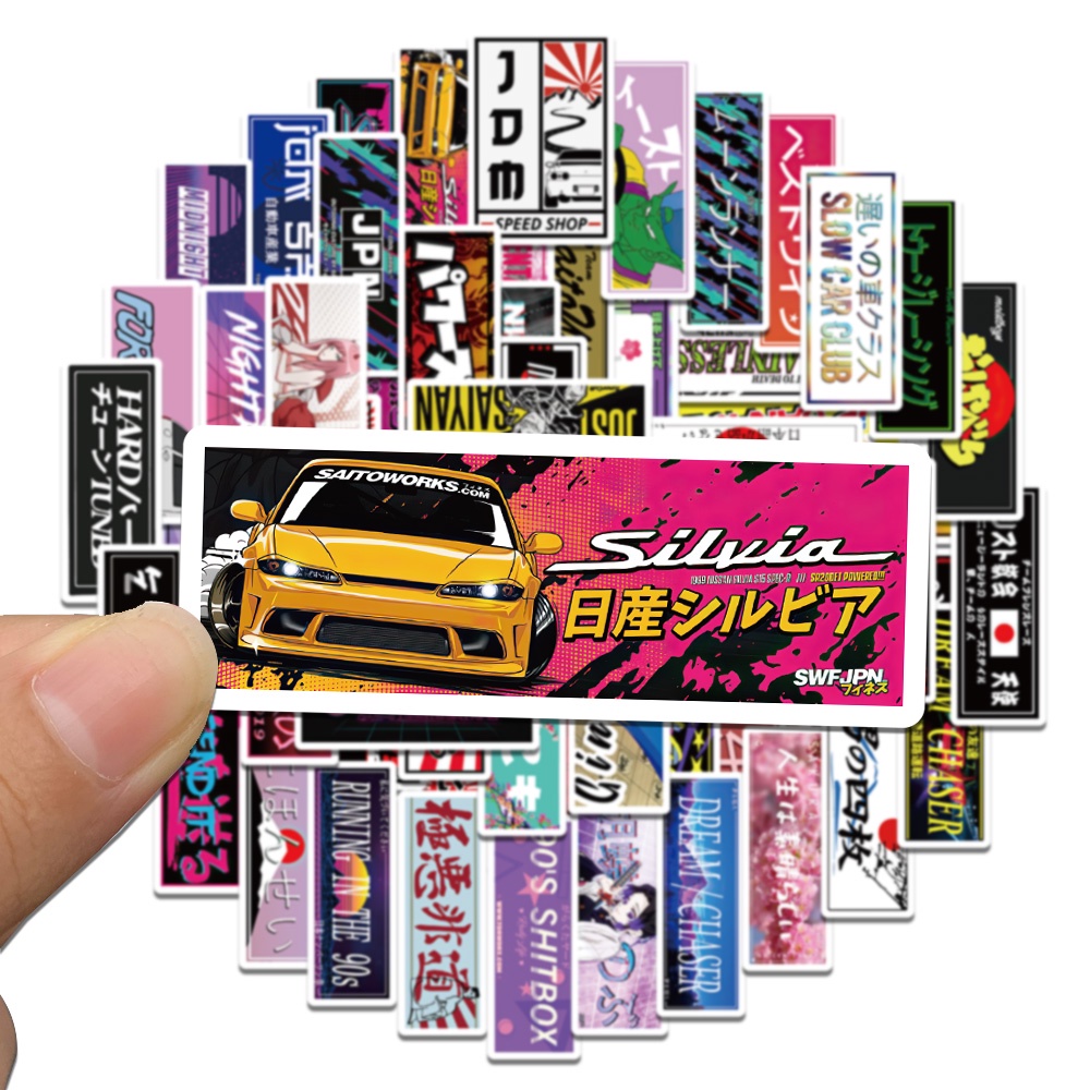 Bộ 66/ Đề Can Hình Anime Nhật Bản JDM Racing Car Trang Trí Laptop Xe Máy Xe Hơi Chống Thấm Nước