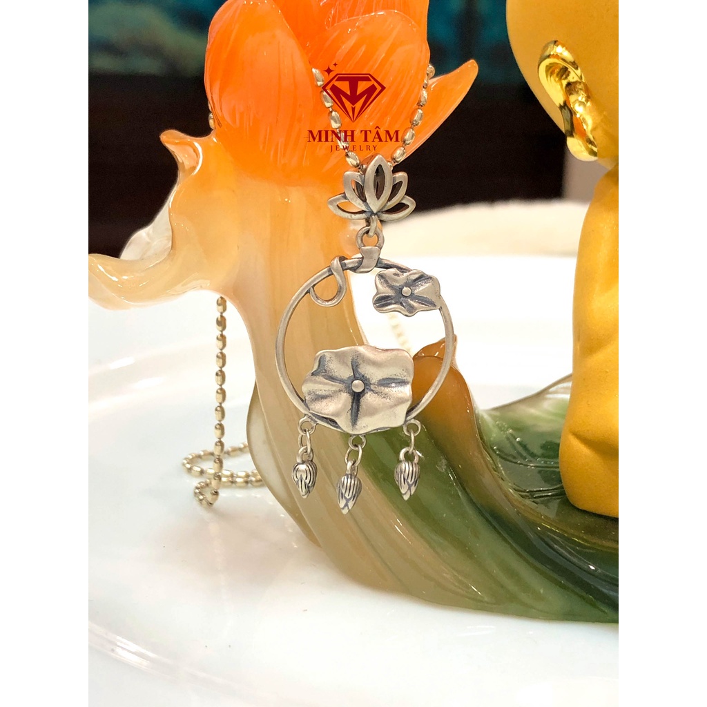 Mặt dây chuyền hoa sen bạc thái 925,Mặt dây chuyền đài sen lá sen bạc 925-Minh Tâm Jewelry