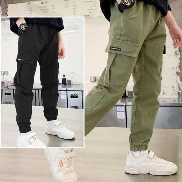 Quần Dài Thể Thao Vải Cotton Cỡ Lớn Thời Trang Xuân Thu Cho Bé Trai