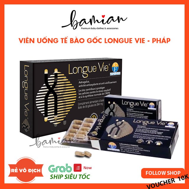 Viên uống tế bào gốc ADN LONGUE VIE nhập khẩu Pháp hộp 3 vỉ 60 viên