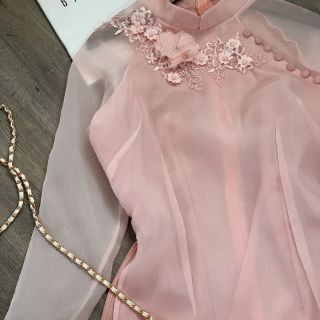 ÁO DÀI HỒNG ĐÍNH NGỌC