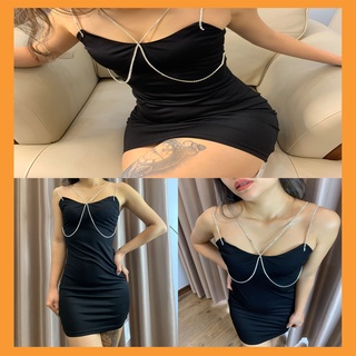 Đầm body sexy váy hai dây ôm nữ nhún eo thiết kế vải thun
