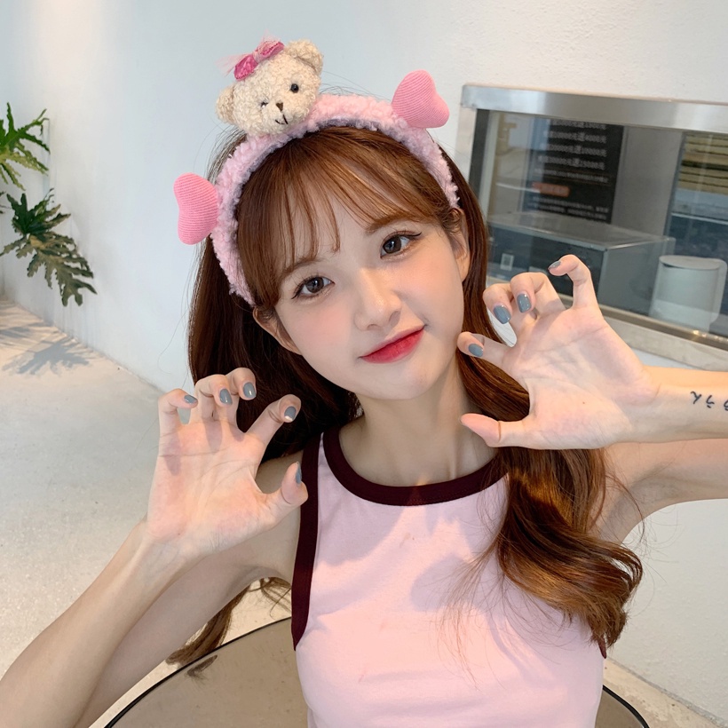 Băng đô cài tóc hình gấu bông dễ thương thời trang thu đông cho nữ