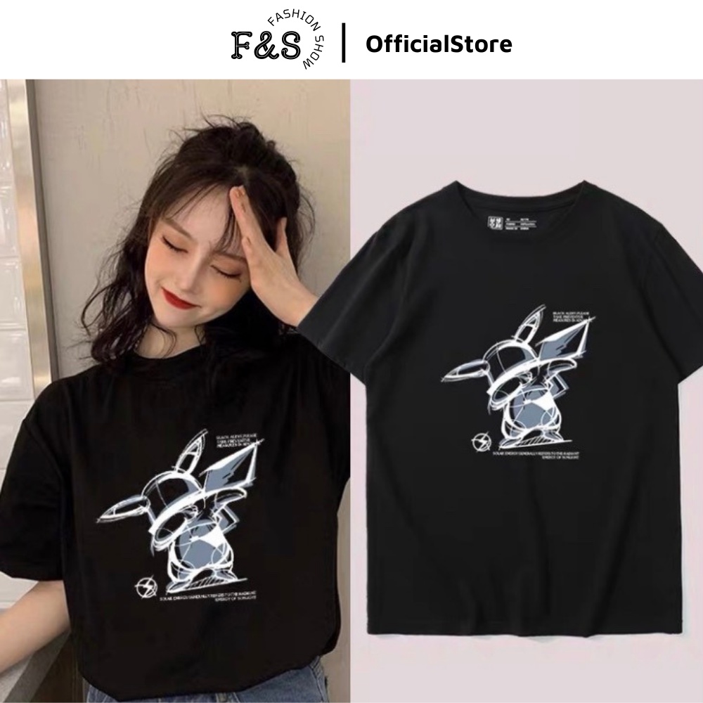 Áo thun tay lỡ unisex form rộng PIKACHU-DAB- Áo phông F&S nam nữ, cặp đôi phong cách hàn quốc