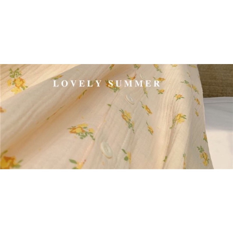 Váy ngủ 2 màu hoa vải xô muslin VN008 tiểu thư