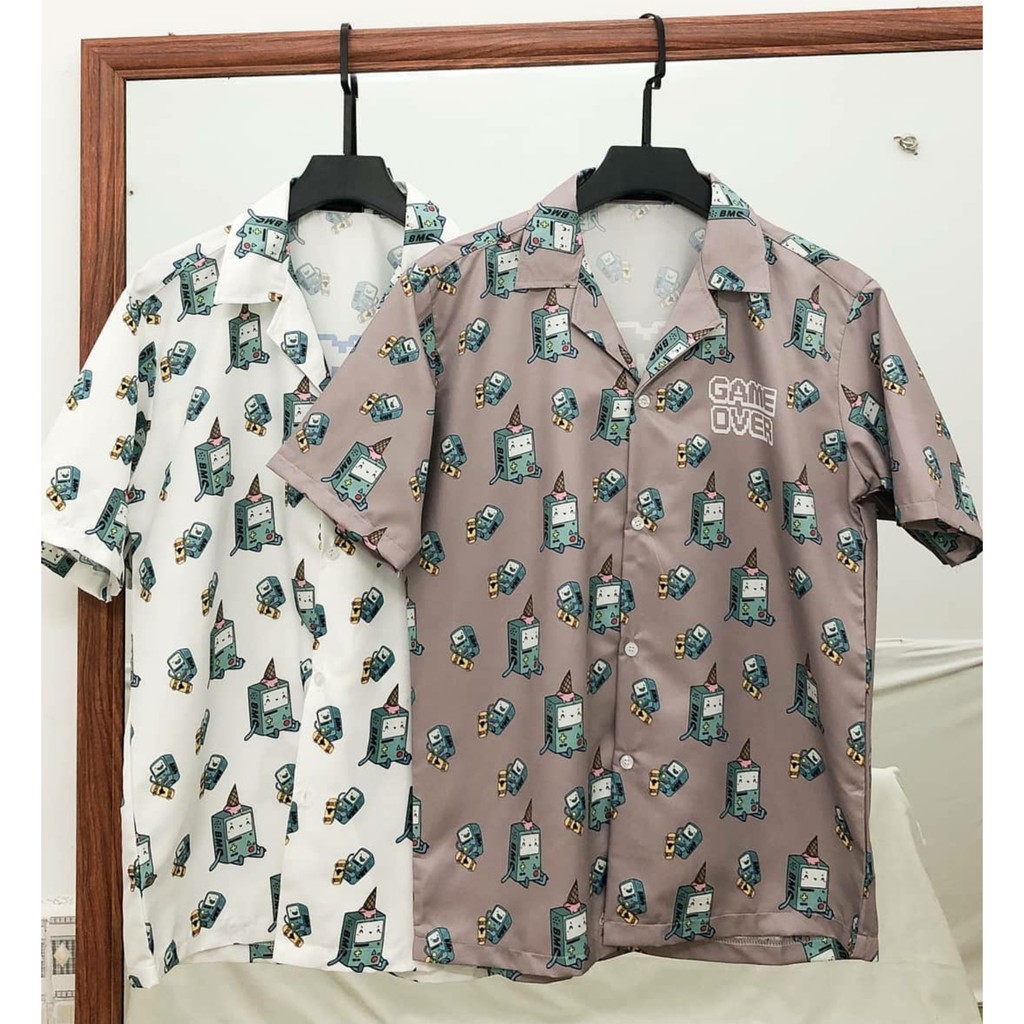 Áo Sơ Mi Tay Lỡ In Họa Tiết BMO SHIRT Unisex