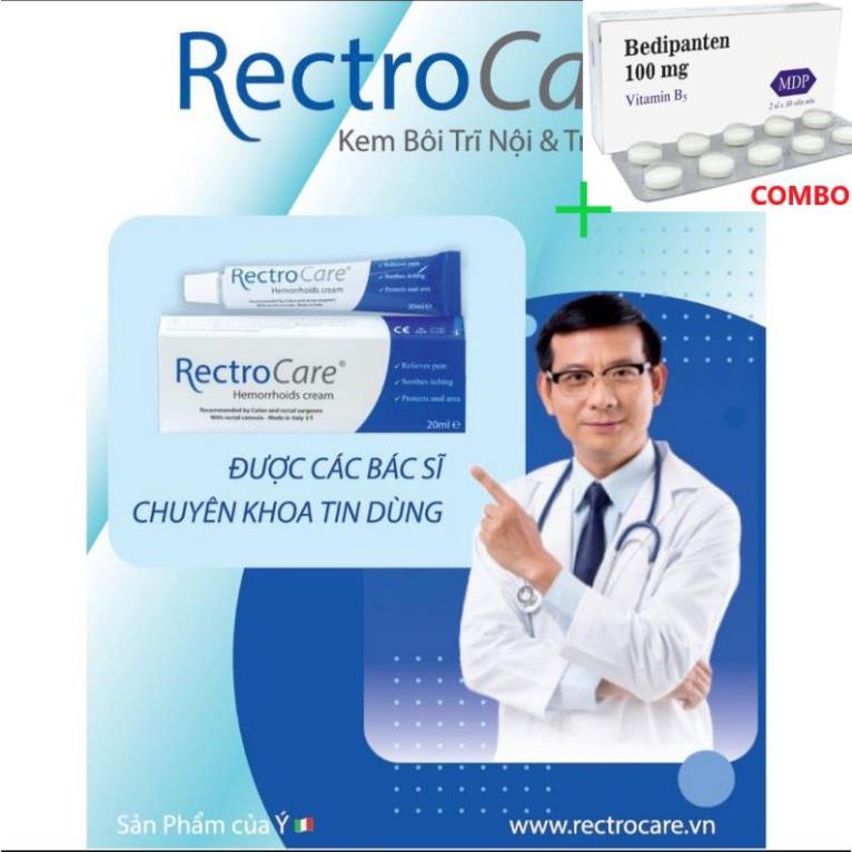 Combo Bedipanten 100mg +  Gel bôi trĩ nội trĩ ngoại  nhập khẩu Ý Rectrocare 20ml