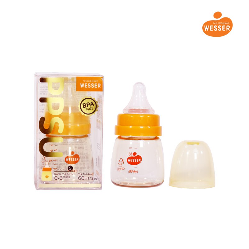 Bình Sữa PPSU Wesser ( 60ml,140ml,250ml/bình cổ hẹp hoặc 180ml,260ml/bình cổ rộng)