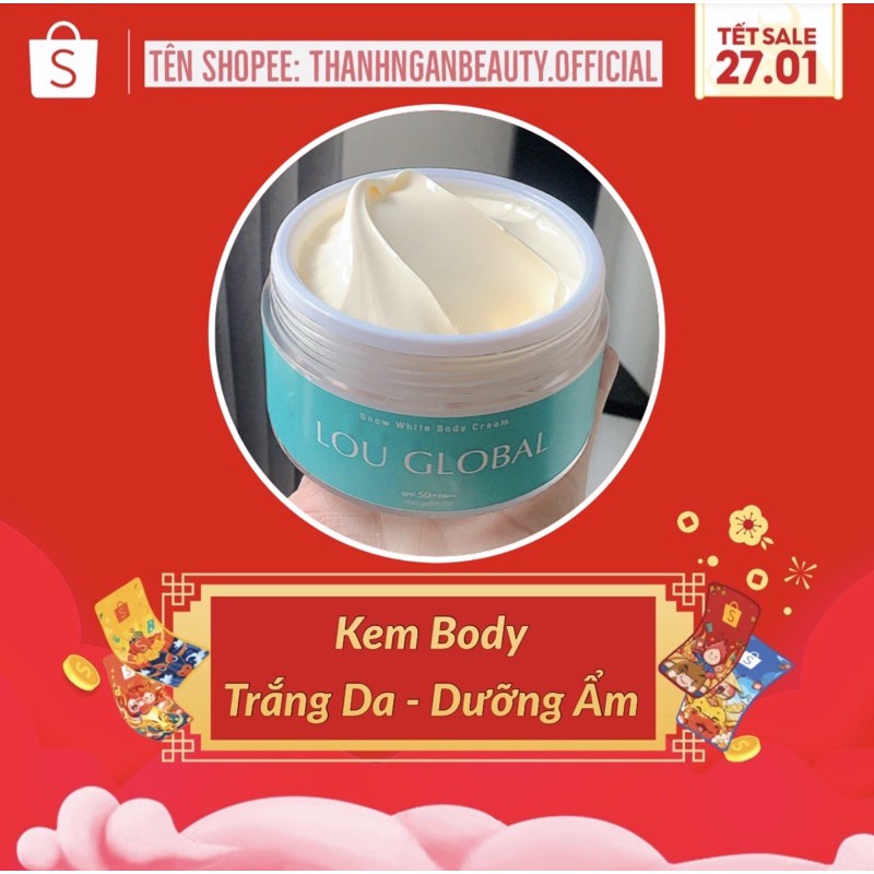 [FULLBOX] BodyCream Lou Global - KEM DƯỠNG TRẮNG DA BODY LOU GLOBAL [kèm thiệp, túi giấy và hộp]