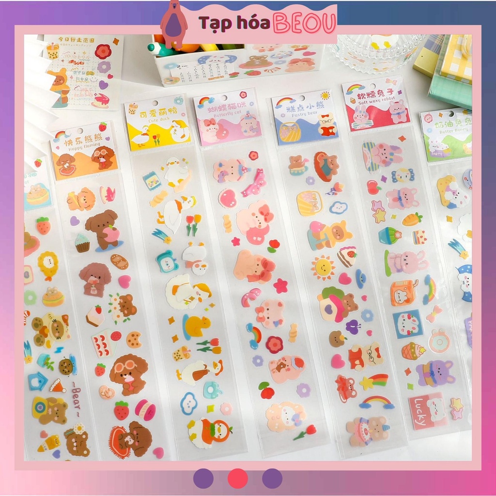 Sticker cute trang trí sổ dạng dây, nhãn dán chống nước dán mọi bề mặt