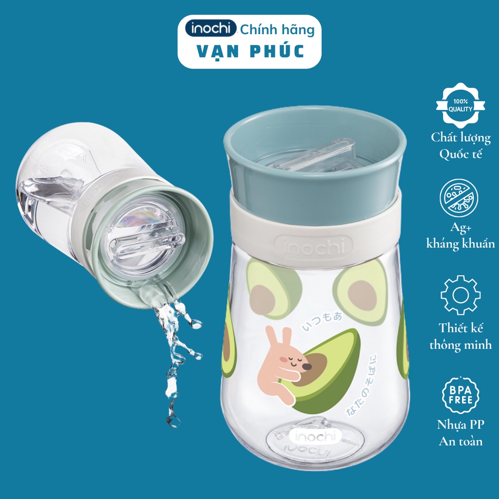Bình tập uống nước cho bé Inochi Goki circle Nhật Bản, nhựa tritan, không chưa BPA, chống sặc, an toàn cho trẻ, Vạn Phúc