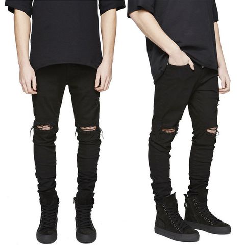 Quần jeans nam rách gối, dáng skinny màu đen - FATADO QJ012 | BigBuy360 - bigbuy360.vn