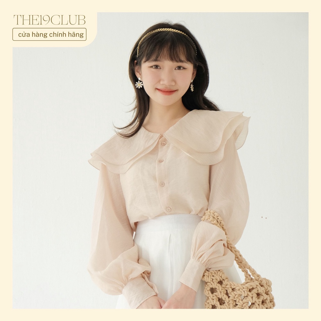 THE19CLUB - Áo sơ mi cổ bồng hai tầng vải voan tơ 3 màu sắc - Jennie Shirt