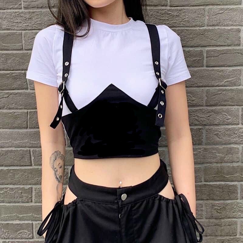 áo croptop phối màu cá tính