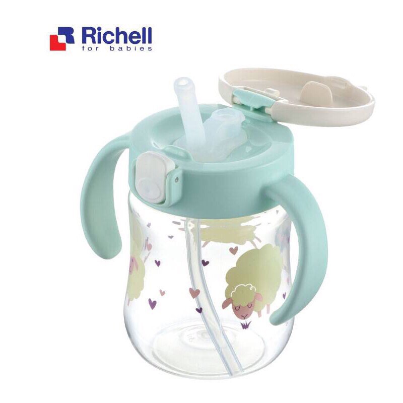 Bình ống hút RICHELL MUGOOD 7m+, bình ống hút chất liệu an toàn tiện lợi cho bé - Monnie Kids