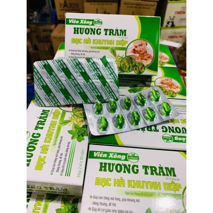 Viên xông mũi họng Hương tràm tía tô sả chanh bạc hà khuynh điệp hỗ trợ hô hấp khoẻ mạnh ngừa dịch bệnh hiệu quả