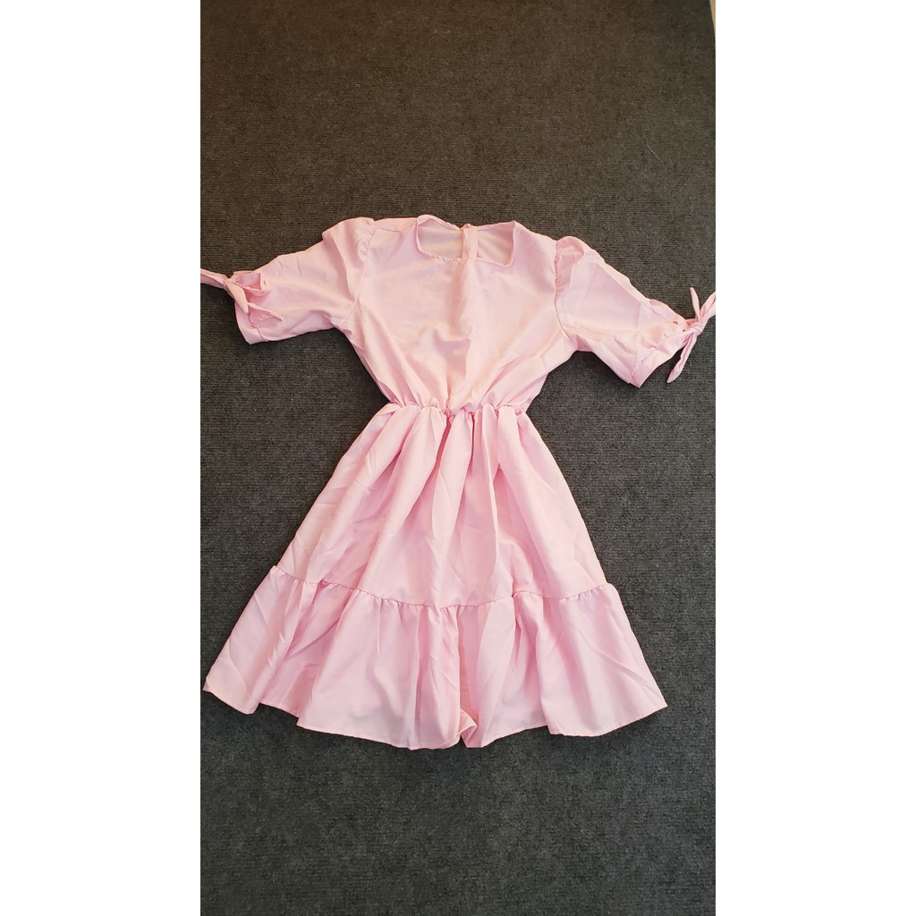 Đầm nữ dự tiệc cổ tròn phối nơ tay AMEE (Cam, Hồng) | BigBuy360 - bigbuy360.vn