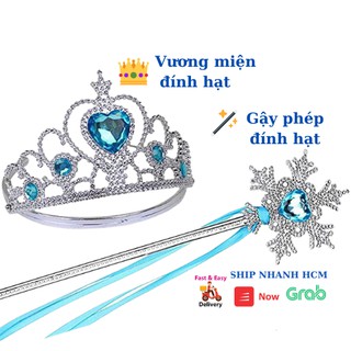 Set Vương Miện, Gậy Phép Cho Bé Gái Hóa Trang Công Chúa Elsa, Lọ Lem, Disney