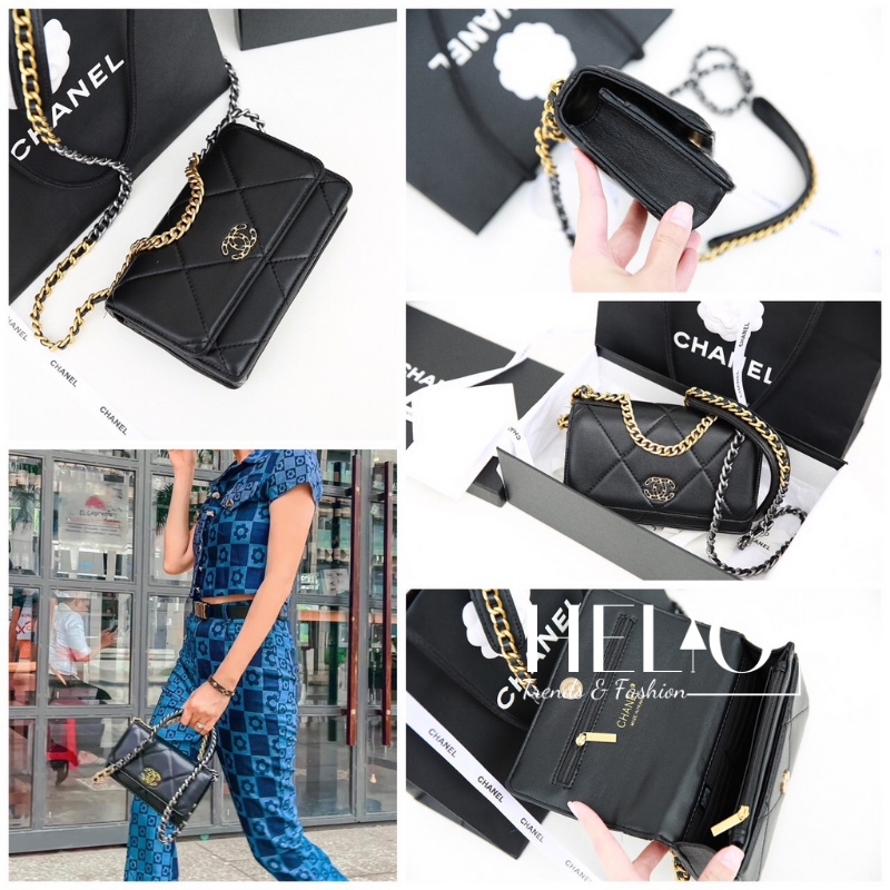 (Fullbox nam châm) Túi đeo chéo Chanel Woc C19 _ Đen _ HE175