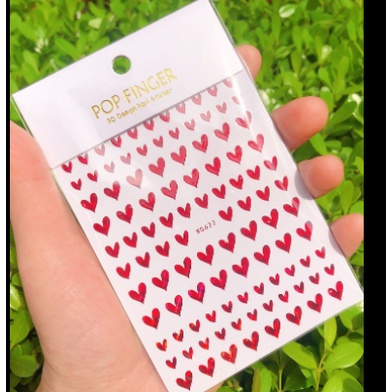 sticker tim trang trí nail