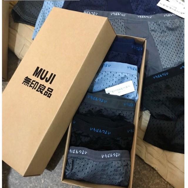 Sét 5 Quần Lót Đùi m.u.ji Thông Hơi + Size XL XXL 3XL