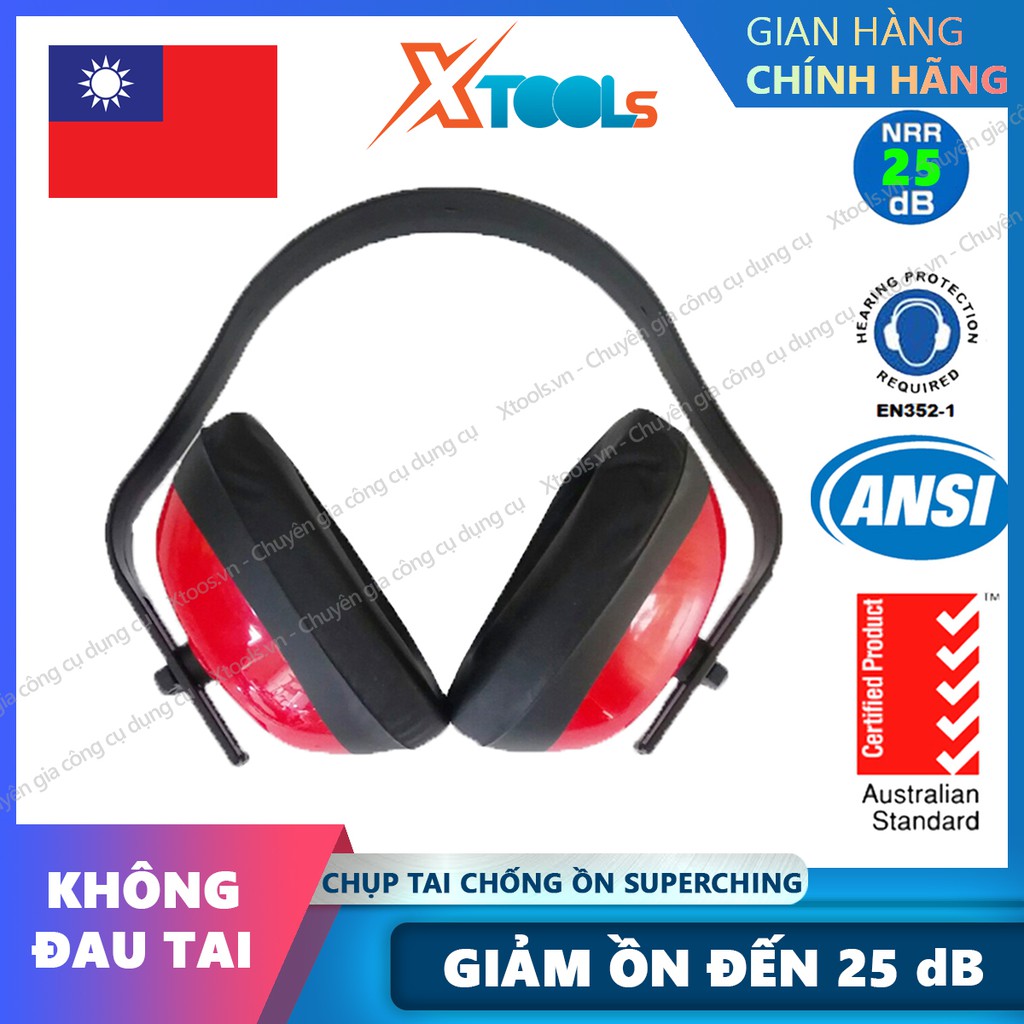 Chụp tai chống ồn SuperChing JE-201 mức chống ồn 25dB đệm da êm ái có thể điều chỉnh theo cỡ đầu - XTOOLs