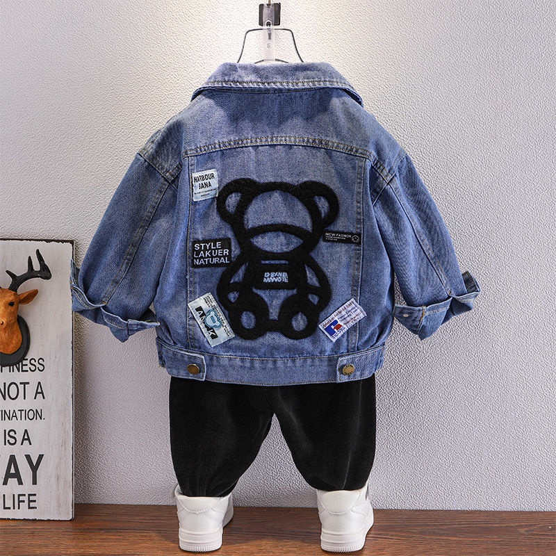 Áo khoác Denim thời trang xuân thu cho bé trai 2021