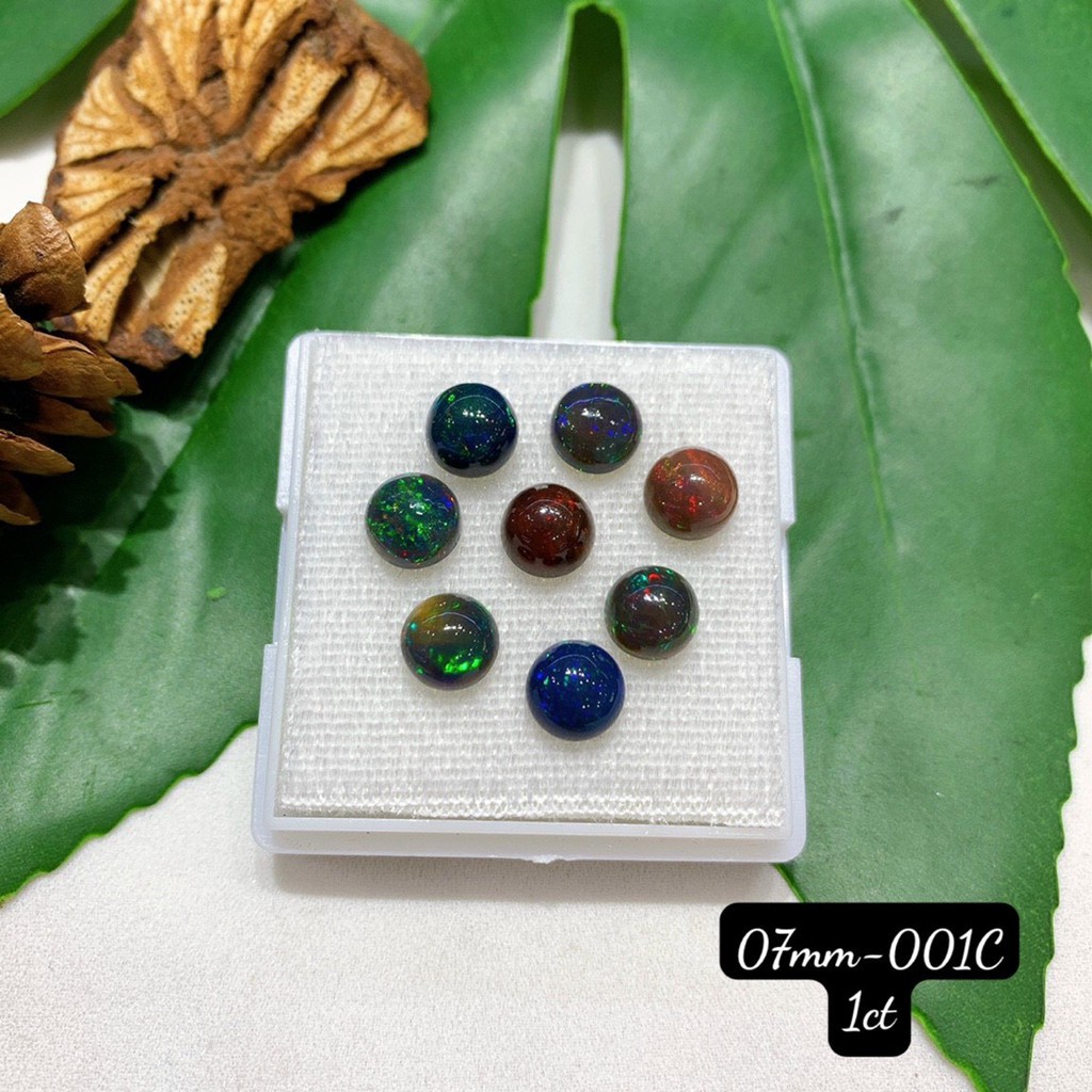 Mặt Đá Opal Tròn Xanh Đen 4A Vừa Cập Bến Size 4-10mm
