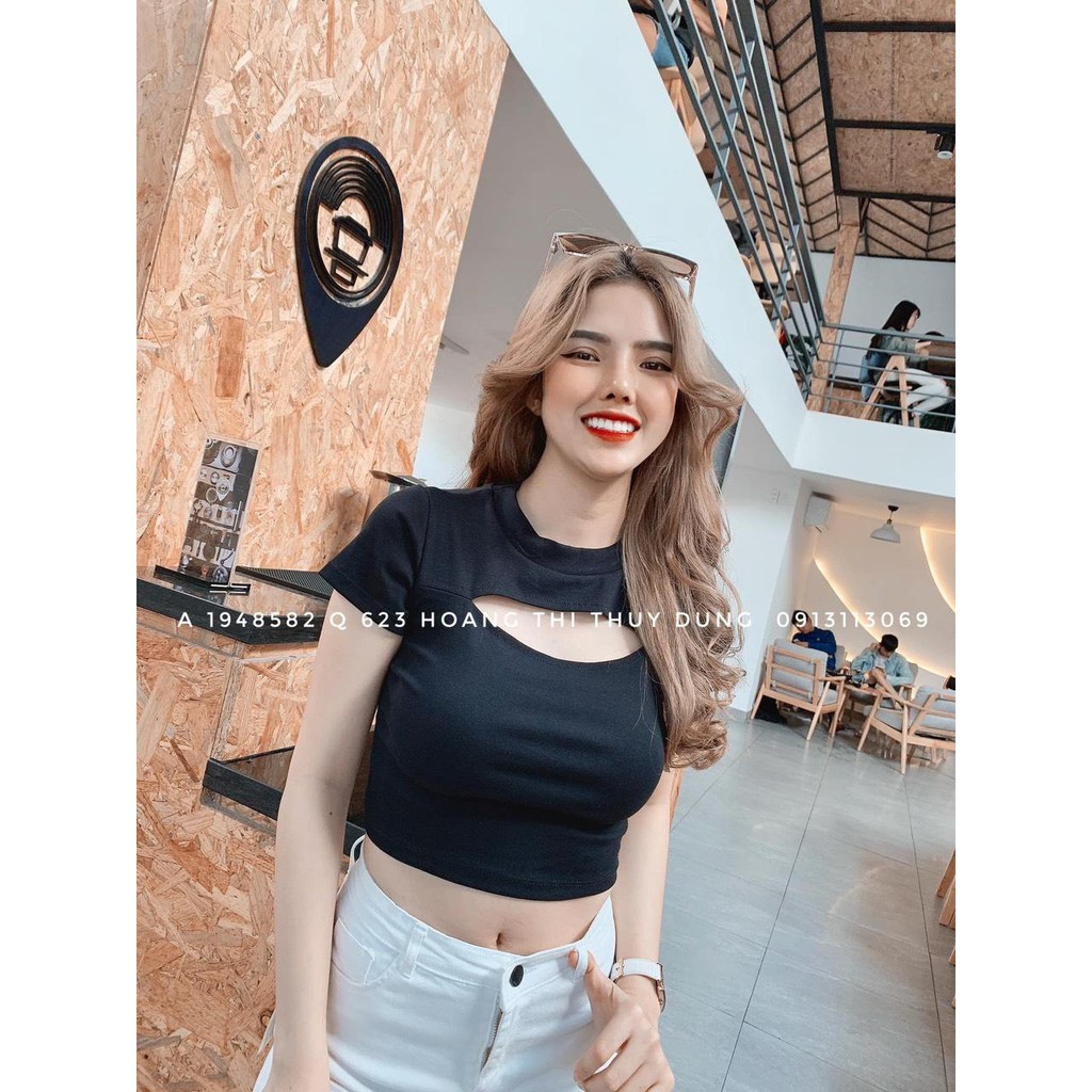 ÁO THUN CROPTOP KHOÉT NGỰC chất co giãn tốt Tanii Clothing