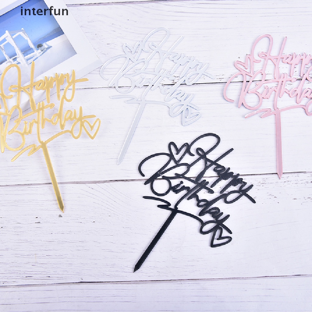 Que Cắm Trang Trí Bánh Kem Chữ Happy Birthday Bằng Acrylic